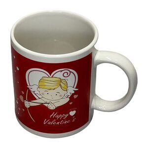 Just For You Coffee Mug Hearts Love Valentine’s Day Red White Cupid
